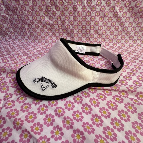 Callaway Golf Visor White Black Adjustable Sun Hat Sportswear Cap Unisex - Picture 1 of 3